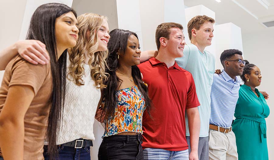 Students standing together